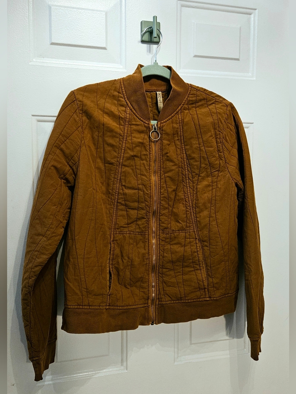 XCVI Brown Quilted Stitch Detail Bomber Jacket